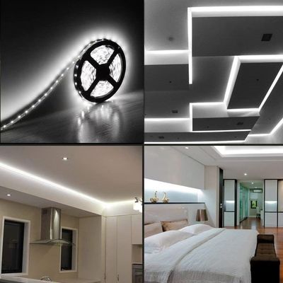 柔軟なLEDストライプライト 600ユニット LED LEDストライプ 防水 12ボルト LEDライトストライプ パック 16.4ft/5m 休日ホームパーティ 室内外装飾 防水 白 1パック