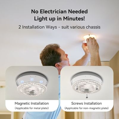 4.92 ユニバーサル 天井扇風機 LEDライト 天井扇風機 フラッシュマウント 天井照明, 18W 3CCT 3000K 4000K 6000K 1500LM CRI90 ハンプトンベイハーバーのブリーズハンターのための可調価格のソリューション
