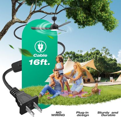 ライト付き天井扇風機,36インチLED扇風機 ハック付き吊り灯,フック型天井扇風機,プラグイン天井扇風機ライト,40W,3000-6500k,リモコン,キャンプベッドのためのポータブル扇風機,パティオ,黒) N DFFFFFN`