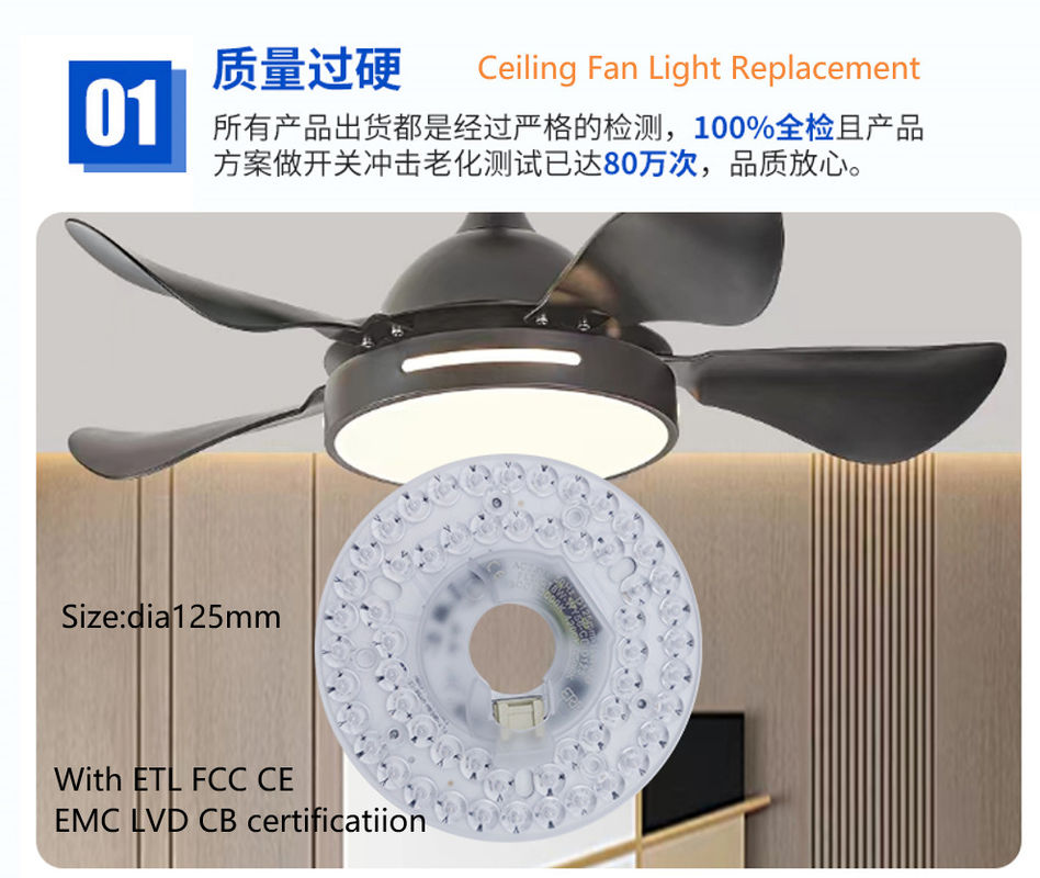 125mm 110V 22W 4.92&quot; ドライバーレス ダイア125mm ETL FCC 承認 LED 天井扇風機 ライト交換 LED モジュール