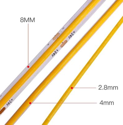 中国 工場 超薄型 COB ライト ストライプ 2.8mm/2.7mm/3mm/5mm ミニ ライト ストライプ 12V 24V カー ライト ストライプ 480leds 384leds